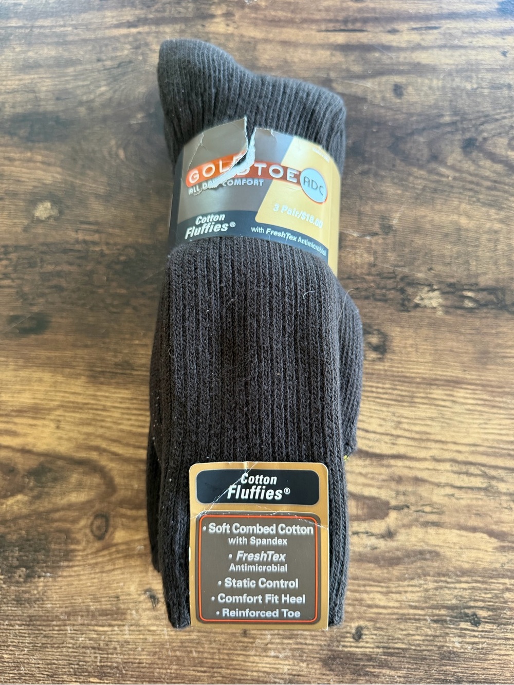 Gold Toe Brown Cotton Fluffies Men's Crew Socks